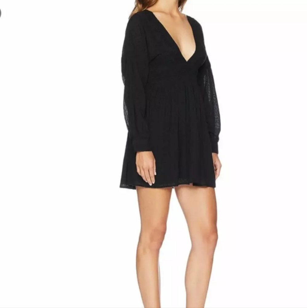 Free People Sugarpie Sexy Black Cotton Swissdot Embroidered Mini Dress Size XS. - Picture 2 of 13